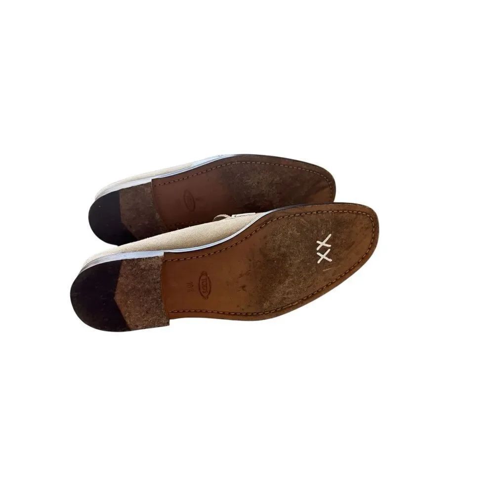 Tod's Womens Beige Suede Slip On Round Toe Casual Loafers Flat Shoes Size 10.5 - Picture 10 of 16